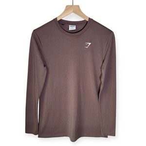 GYMSHARK Training Oversized Long Sleeve Tee Shirt Women's XS Taupe Running